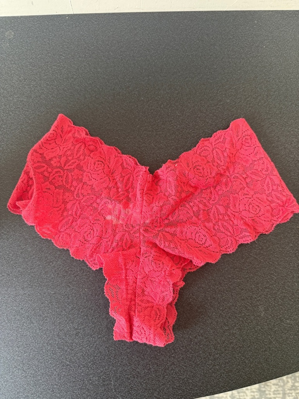 Morgan Taylor Red Floral Lace Cheeky Panty